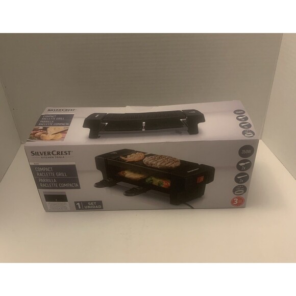 Hot Stone Grill Silver Crest Mini 2 Person 350W Raclette Hot Stone Grill - Picture 1 of 5